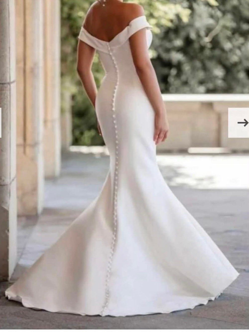 New never altered or worn size 6 Elegant Off-Shoulder Ivory Sheath Dress.